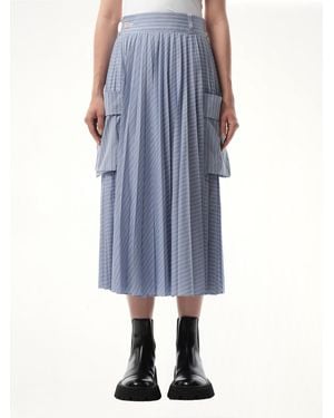 Sacai Cotton Poplin Stripe Skirt, 100% Cotton - Blue