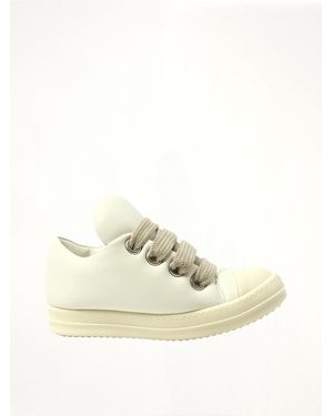 Rick Owens Padded Jumbolace Low Sneaks Trainers, 100% Calf Leather - Natural