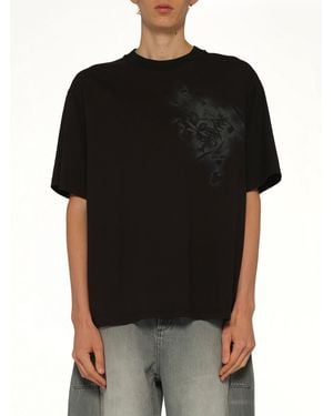 Feng Chen Wang Spray Painted Plants Dye T-Shirt - Black