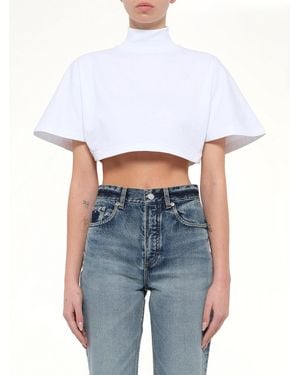 Alaïa Cotton Jersey Highneck T-Shirt - White