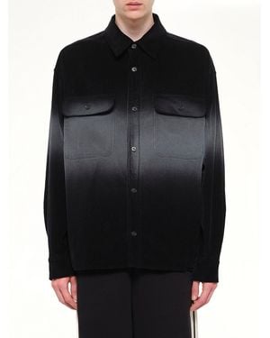 Palm Angels Faded Effect Classic Logo Loose Overshirt - Black