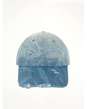 Feng Chen Wang Denim Washed Printed Baseball Cap - Blue