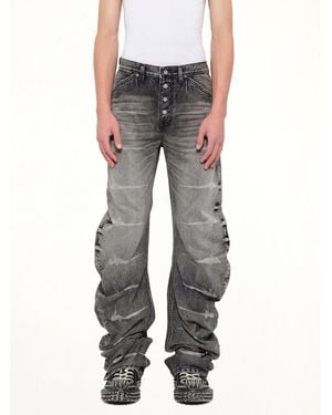 THUG CLUB Tc Laser Washed Parkour Denim Trousers - Grey