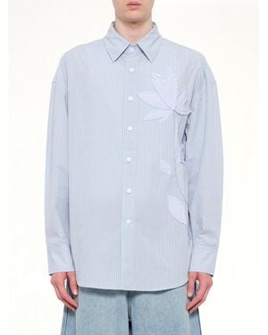 Feng Chen Wang Plants Patched Shirt - Blue