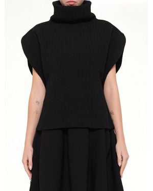 CFCL Low Gauge Crease Highneck Top - Black