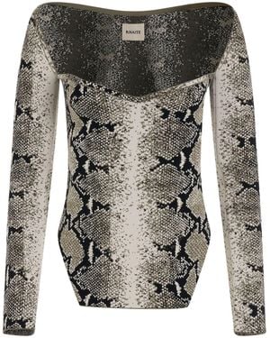 KHAITE Maddy Bustier Long Sleeve Top, 100% Polyester, Size: Medium - Black