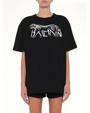 Balmain Leopard Print T-Shirt - Black