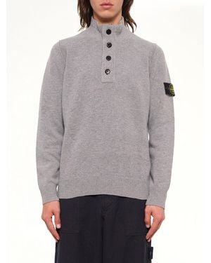 Stone Island 5100040 Lambswool Half-Zip Jumper - Grey