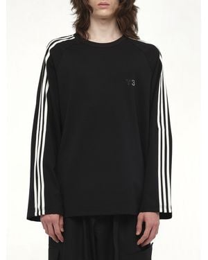 Y-3 Wire Stripe Long Sleeve T-Shirt, Size: Small - Black