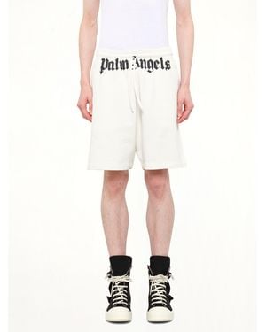 Palm Angels Waist Logo Sweatshorts - White