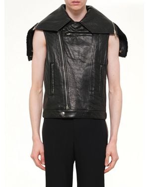 Givenchy Podium Short Sleeve Leather Jacket - Black