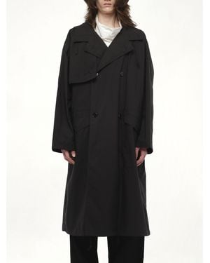 Lemaire Light Hooded Trench, 100% Cotton, Size: Small - Black