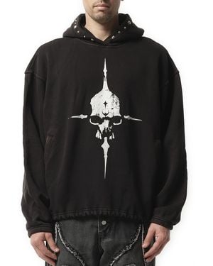 THUG CLUB Peace Stud Hoodie, 100% Cotton - Black