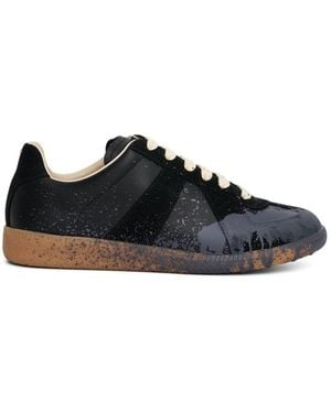 Maison Margiela Replica Paint Splatter Trainers, 100% Cotton - Black