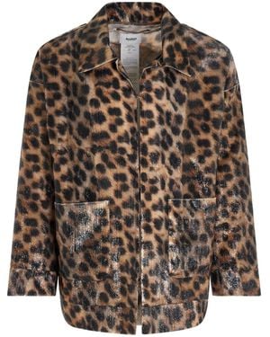 Doublet Summer Fur Hand-Painted Jacket, 100% Polyester, Size: Medium - Brown