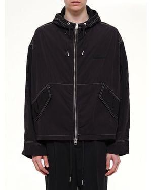 Ami Paris Crinkle Nylon Zipped Jacket - Black