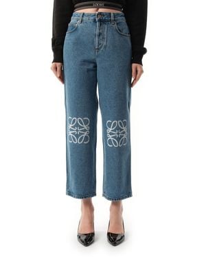 Loewe Anagram Cropped Jeans, 100% Cotton - Blue