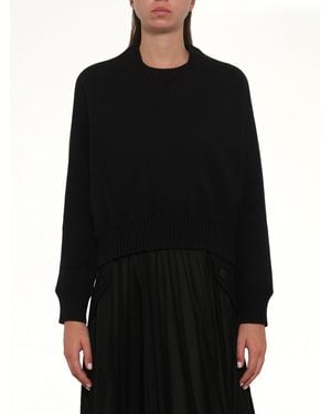 Sacai Cotton Cashmere Knit Pullover - Black