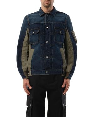 Sacai Denim Nylon Twill Jacket, Long Sleeves, 100% Cotton - Blue