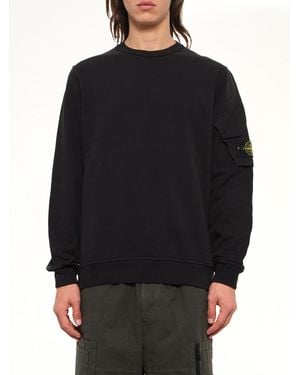 Stone Island 6100015 Brushed Cotton Sleeve Pocket Sweatshirt - Black