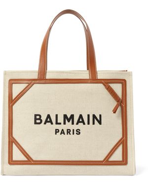 Balmain B-Army Medium Canvas Shopper Bag, Natural/, 100% Cotton