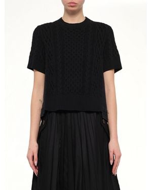 Sacai Denim X Cotton Knit Jumper - Black