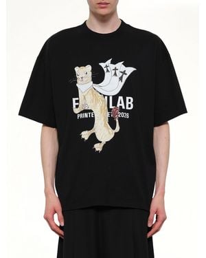 Egonlab Hermine Print Cotton T-Shirt - Black