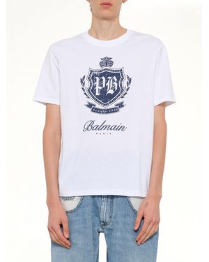 Balmain University Emblem Print T-Shirt - White