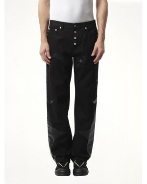 THUG CLUB Tc Leather Washing Denim Trousers - Black