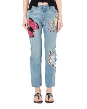 McQueen Denim Trousers With Print - Blue