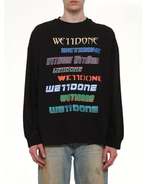 we11done Multi Logo Long Sleeve T-Shirt - Black