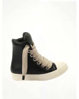 Rick Owens Jumbo Laced Padded High Sneaks Trainers, 100% Calf Leather - Black