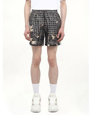Amiri Bleach Bandana Silk Shorts - Black