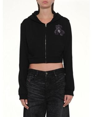 we11done Teddy Bear Zip-Up Slim-Fit Hoodie - Black