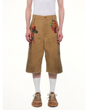 Doublet Vegetable Embroidery Cut-Off Trousers - Natural