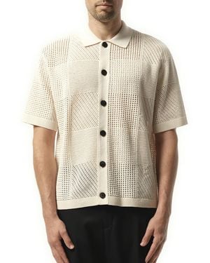 WOOYOUNGMI Crochet Shirt, Short Sleeves, 100% Cotton - Natural