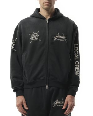 Represent Metallica 40 Year Anniversary Zip-Up Hoodie, Long Sleeves, 100% Cotton, Size: Medium - Black