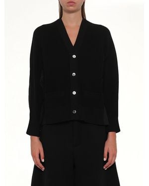 Sacai Cotton Knit X Poplin Cardigan - Black