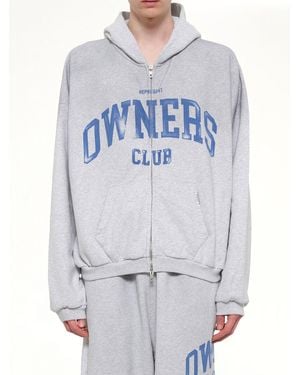 Represent Owners Club Zip Through Hoodie - Grey