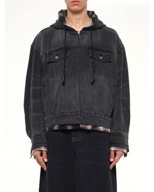 Feng Chen Wang Denim 2-In-1 Hoodie Jacket - Black