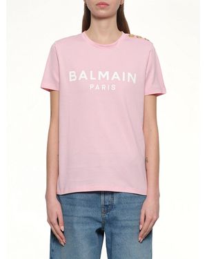 Balmain 3 Btn Printed T-Shirt - Pink