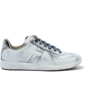 Maison Margiela Replica Painted Leather Trainers, 100% Leather - Blue
