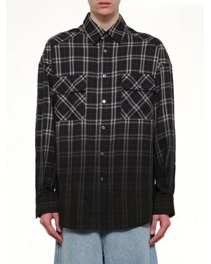 Feng Chen Wang Check Workwear Shirt - Black
