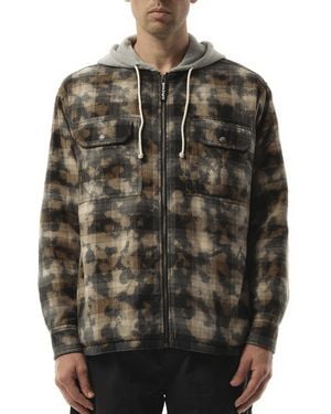 Palm Angels Curved Logo Check Overshirt, 100% Cotton - Grey