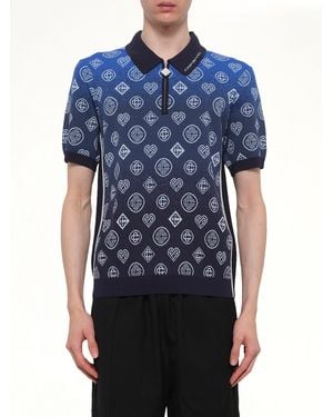CASABLANCA Gradient Monogram Polo Shirt - Blue