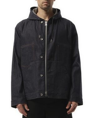 Sacai Denim Hoodie, 100% Cotton - Black