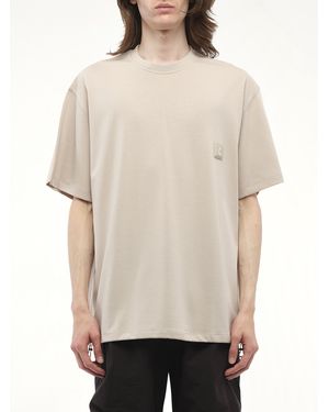 WOOYOUNGMI Leather Patch T-Shirt, 100% Cotton - Natural