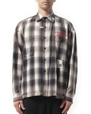 Maison Mihara Yasuhiro Vintage Like Check L/S Shirt, Long Sleeves, 100% Cotton - Gray