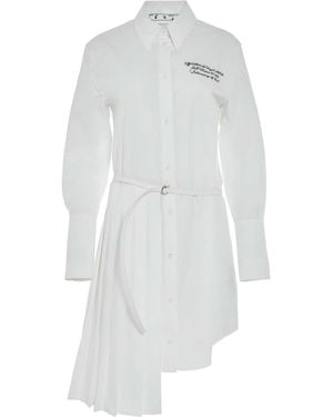 Off-White c/o Virgil Abloh Popel Plisse Shirt Dress - White