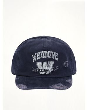 we11done Distressed Collegiate Cap - Blue